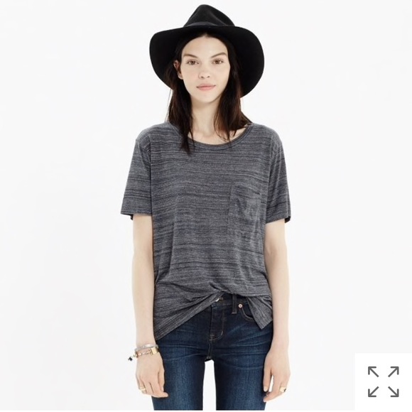 Madewell Tops - Madewell Space Dye Pocket Tee, Dark Gray, S
